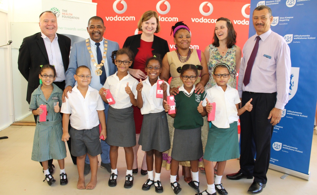 Gr. 1 and 2 Learners at New Orleans Primary in Paarl showing off their new spectacles