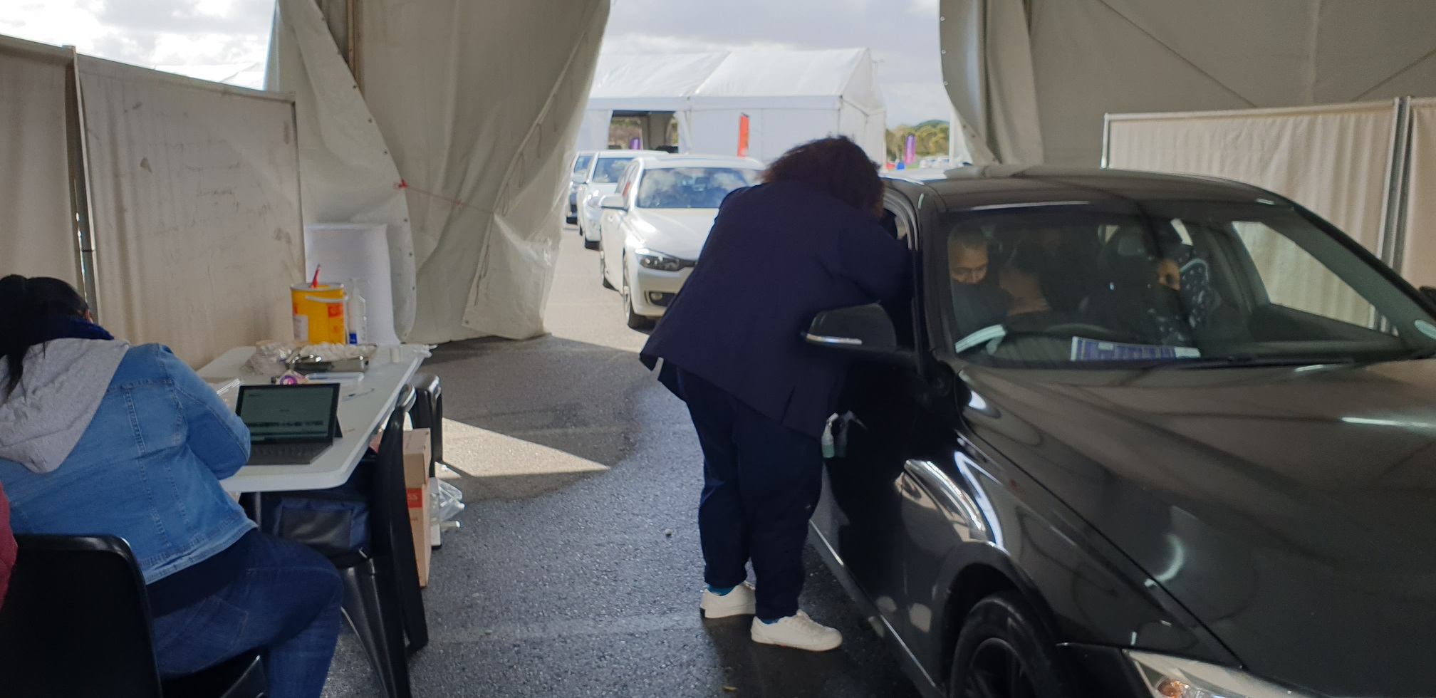 The Athlone Stadium drive-through vaccination site.