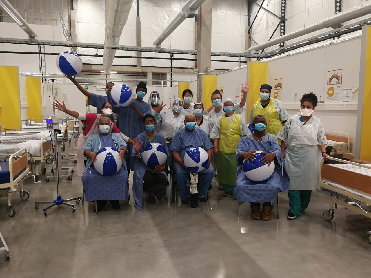 The Brackengate Hospital of Hope physiotherapist team with some of their patients.