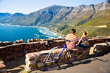 couple admiring Cape Town mountain views