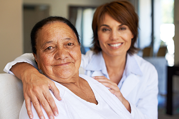 Elderly woman in frail care