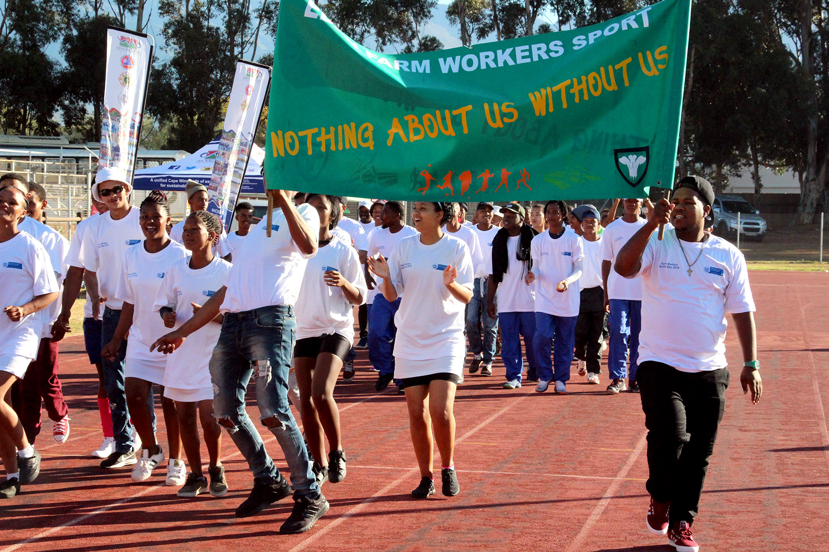 Excited Eden district athletes during the march pass