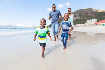 Family visiting the beach