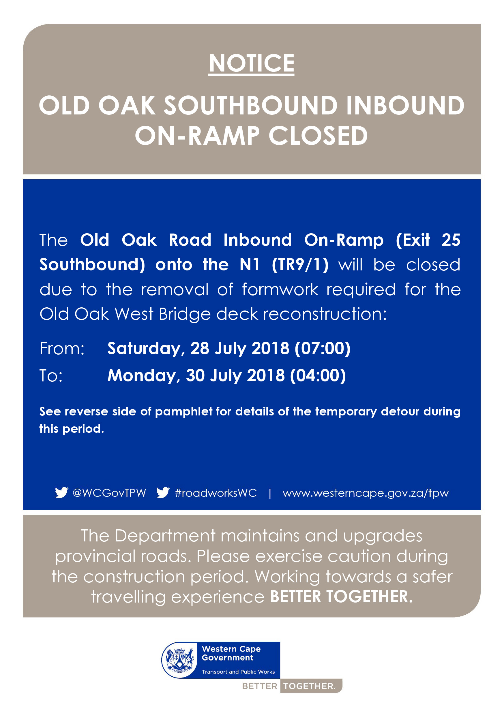 N1 closure in July