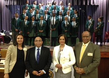 From left to right: Grandwest CSI Manager Heidi Edson, Minister Albert Fritz, Principal Virginia Africa and WCED Official Henry Botha