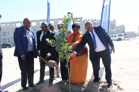 From left, Mr Nceba Hinana, Minister Bonginkosi Madikizela, MPL Matlhodi Maseko, Councillor Rose Rau, Ward Councillor Johanna Martlow and Councillor Desmond Japhta during the sod-turning of the Belhar CBD development.