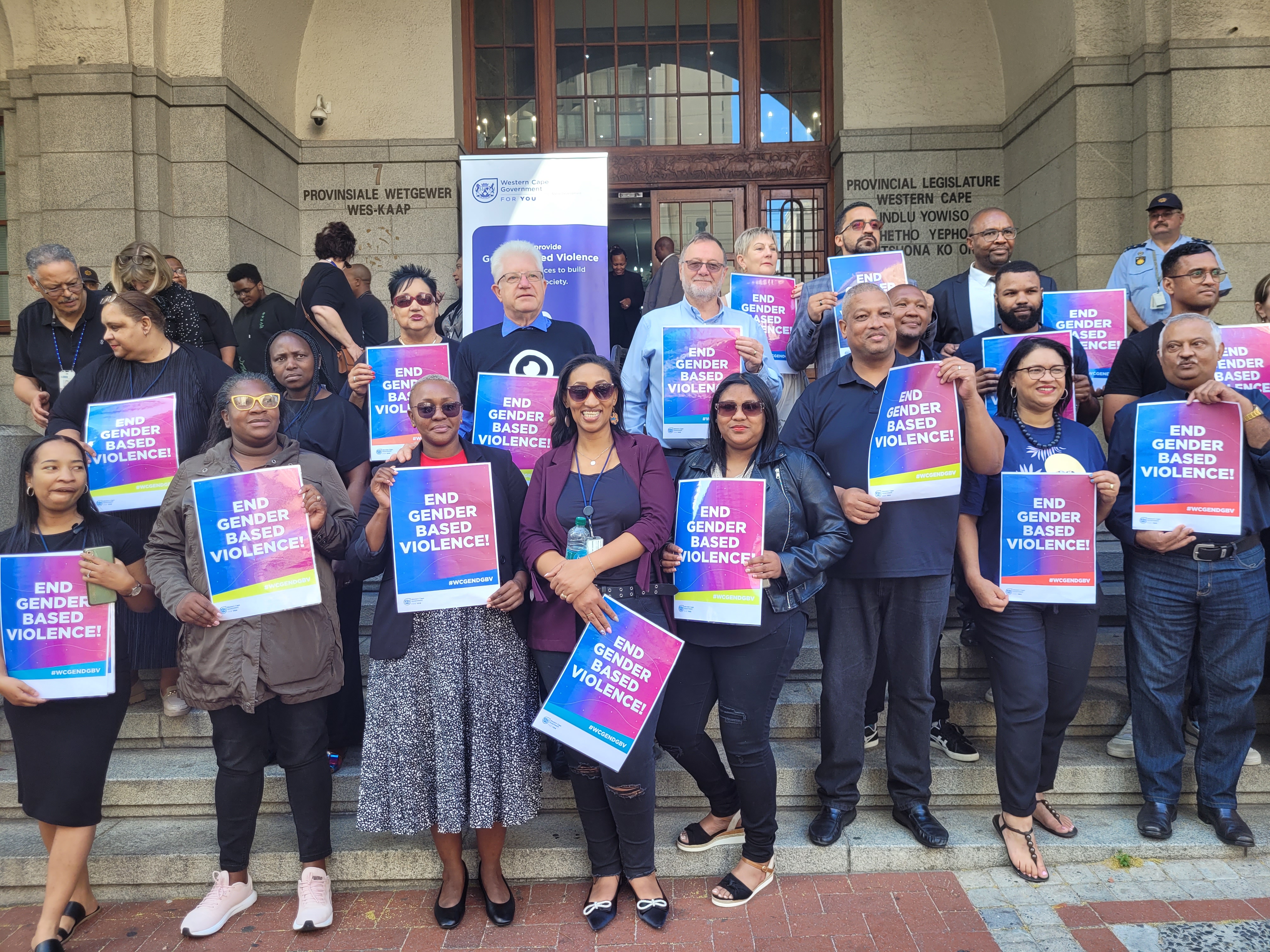 Group photo of WCG employees at the Human Chain event 