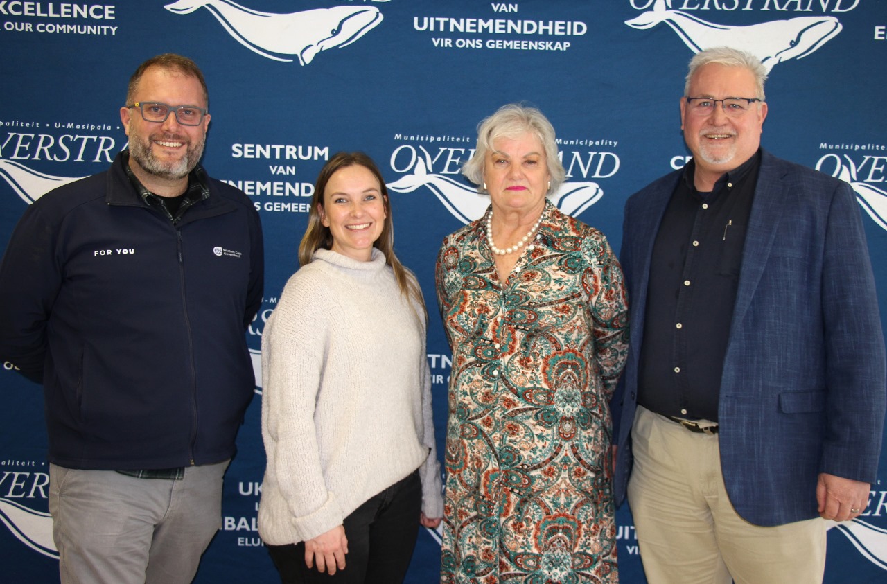 Provincial Minister of Social Development Jaco Londt; Katie Modrau (Manager for A21 South Africa); Overstrand Executive Mayor, Dr Annelie Rabie; Rikus Badenhorst (Member of Parliament)