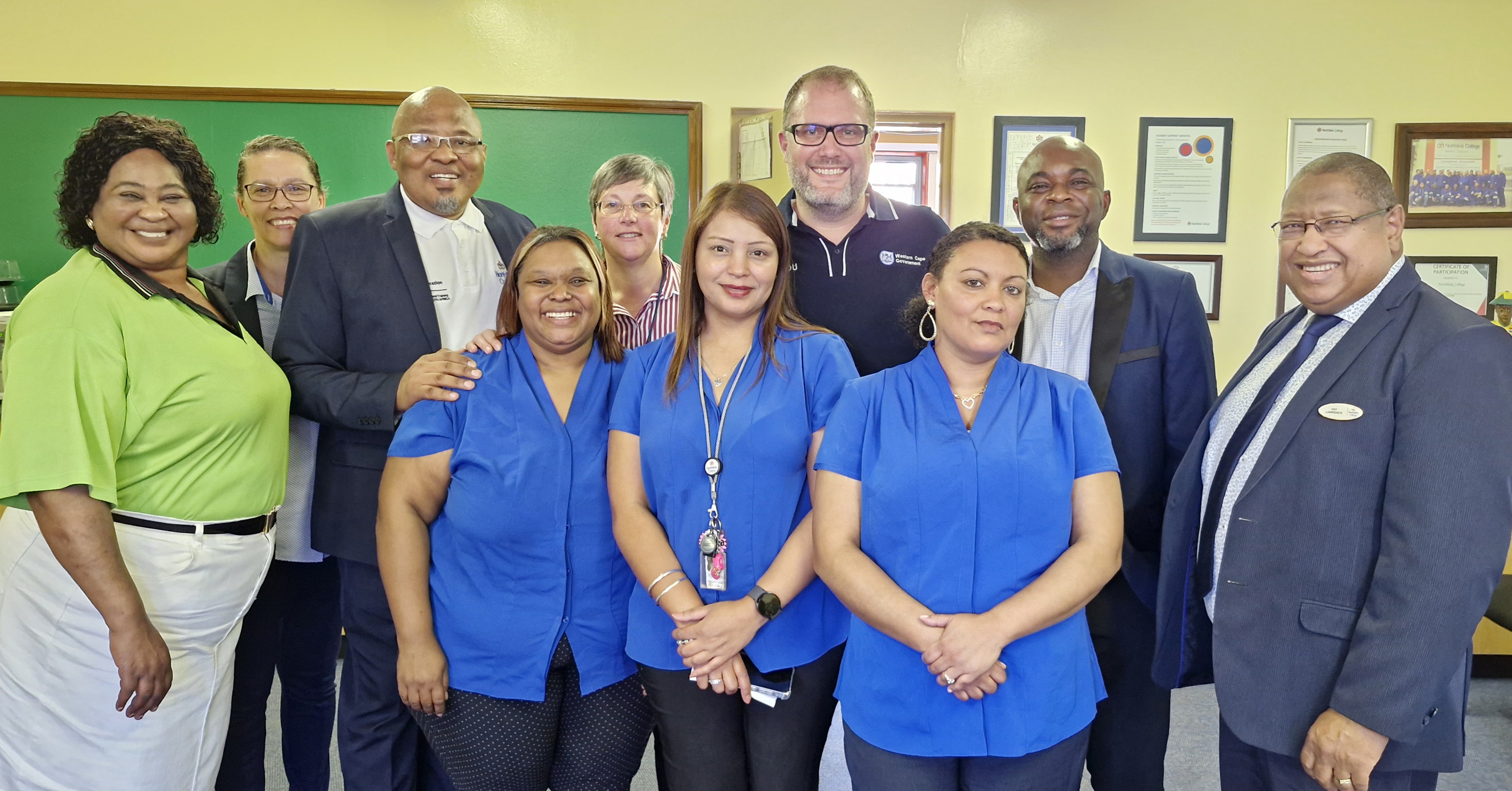 Susan Mokoena (Northlink College); Sandra Raubenheimer (Northlink); Xolelo Brian Phike (CEO Northlink College); Olwen Mitchell (Northlink); Annemie van Reenen (DSD); Nadia Adams (Northlink); Provincial Minister Jaco Londt; Zelda Durrell (Northlink)