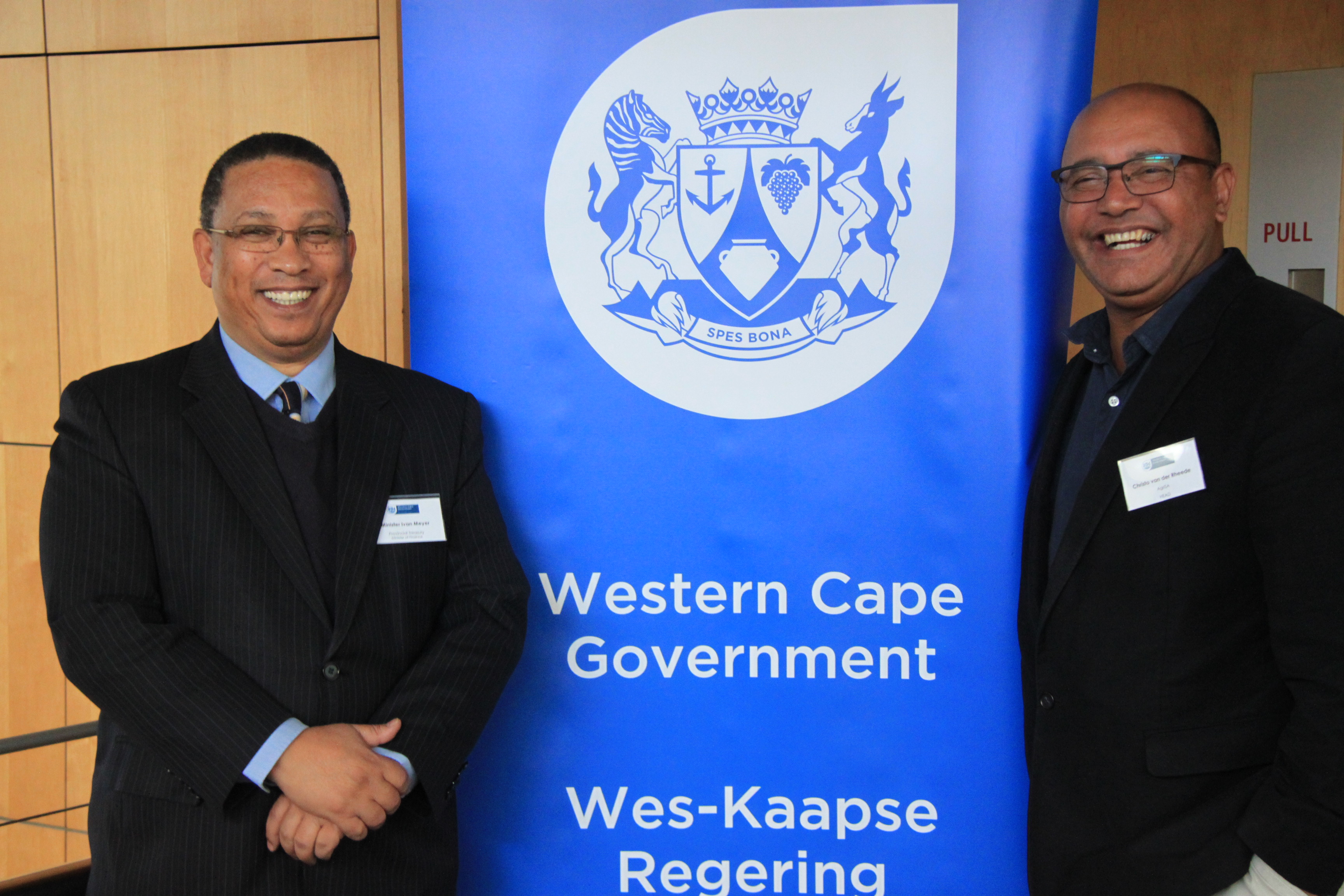 Minister Ivan Meyer and Christo van der Rheede AGRI SA at Fiscal Policy Seminar 2018