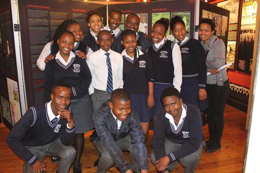 Learners from Hector Peterson High School with teacher Chumisa Myamya