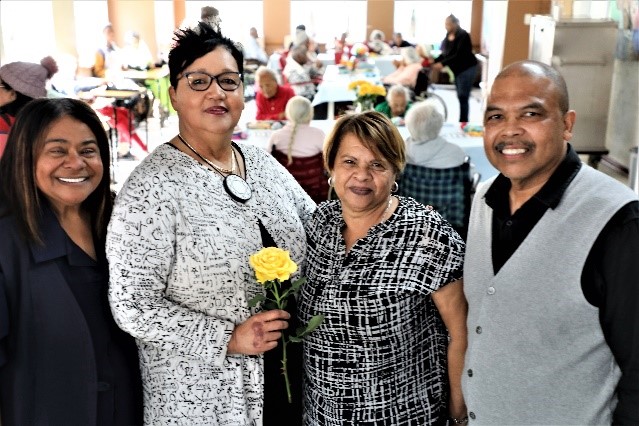 Clarena Alexander, Douglas Murray Head of Nursing; Western Cape Minister of Social Development, Sharna Fernandez; Beaula Wheeler, Douglas Murray Head of Housekeeping; Theodore Gabriels, Douglas Murray Managing Director