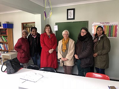 Community Worker at Ons Plek’s Intervention Facility, Ukondla - Nomthandazo Matshotyana; Teacher at Ukondla – Grace Svondo; Western Cape Education Minister, Debbie Schäfer, Ons Plek Director - Pam Jackson; Deputy Director - Gina Jagers and Social Worker a