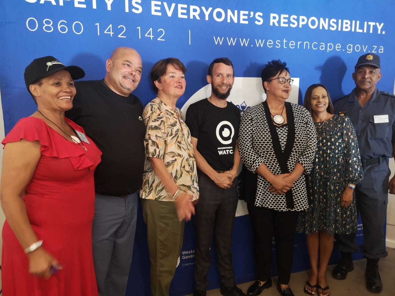 From left: Ms. Margy Jaftha, Speaker of Prince Albert District Municipality, Mr. Aldrick Hendricks, Municipal Manager for Prince Albert District Municipality, Ms. Jacquet, Mayor of Prince Albert District Municipality, Mr. Reagen Allen, Minister for Police