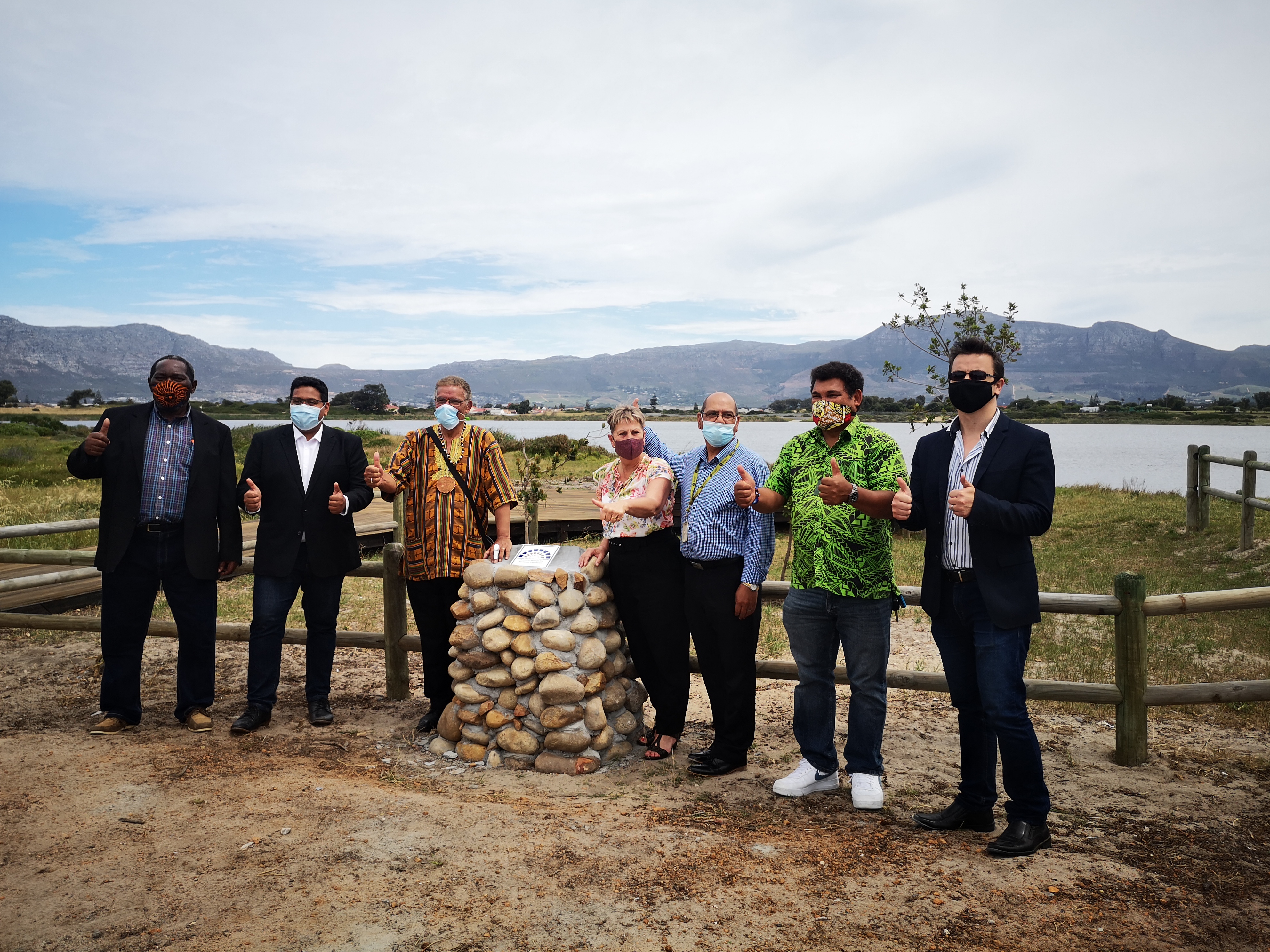 (From left) Chairperson of Heritage Western Cape Council, Advocate Mandla Mdludlu; City of Cape Town (CoCT) Mayco Member for Community Services, Councillor Zahid Badroodien; Chief of the Cocoqua, John Jansen; Minister Anroux Marais; CoCT Ward Councillor, 