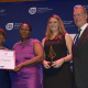 Representatives from the Albertina Public Library receiving an award for Best Small Public Library from Nomaza Dingayo