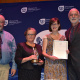 Claire Abrahamse, Tim Hart and Melanie Attwell receiving their award for Best Heritage Impact Assessment or Heritage Report