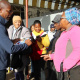 Minister Isaac Sileku speaks to commuters at the launch of October Mobility Month