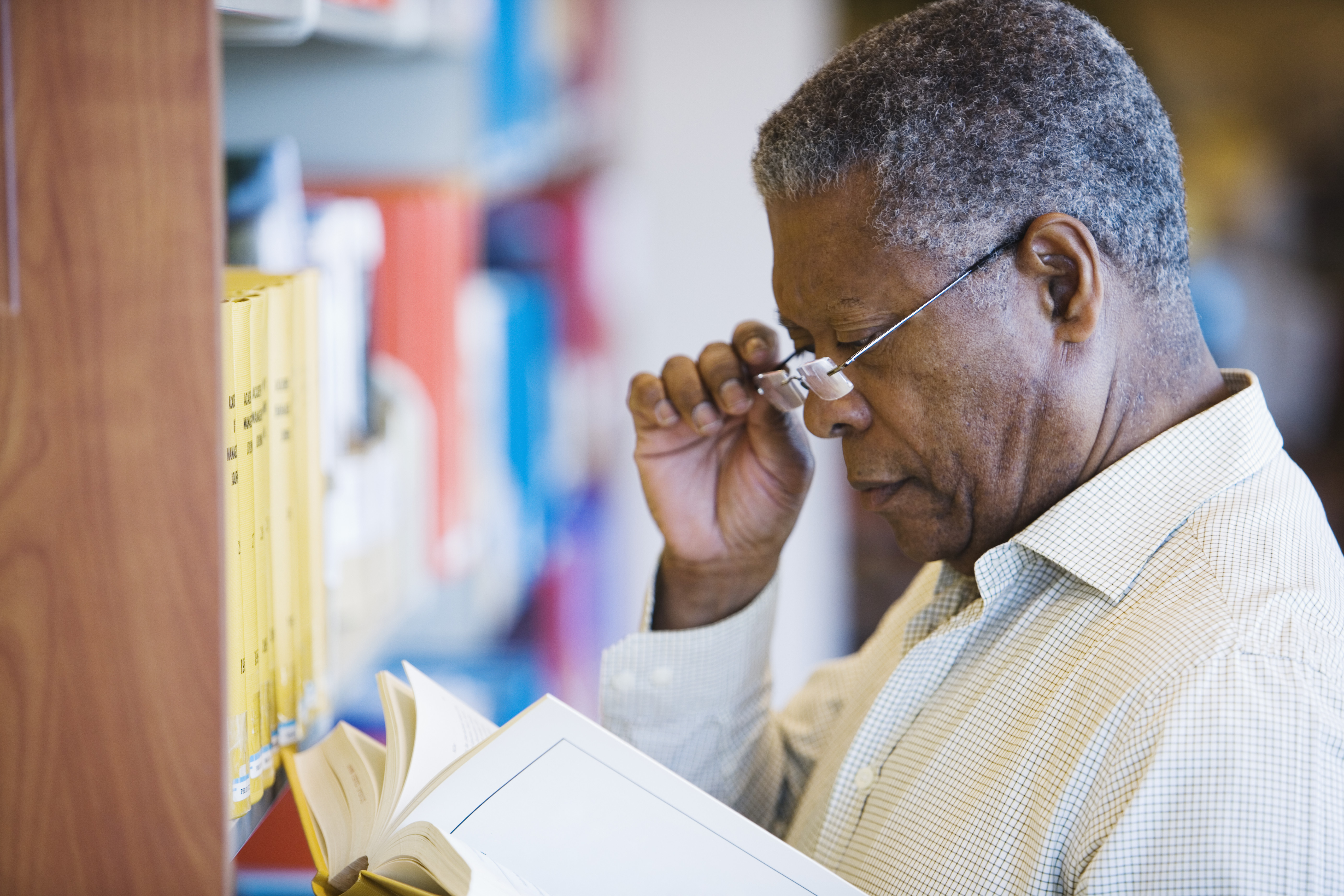 Man in library