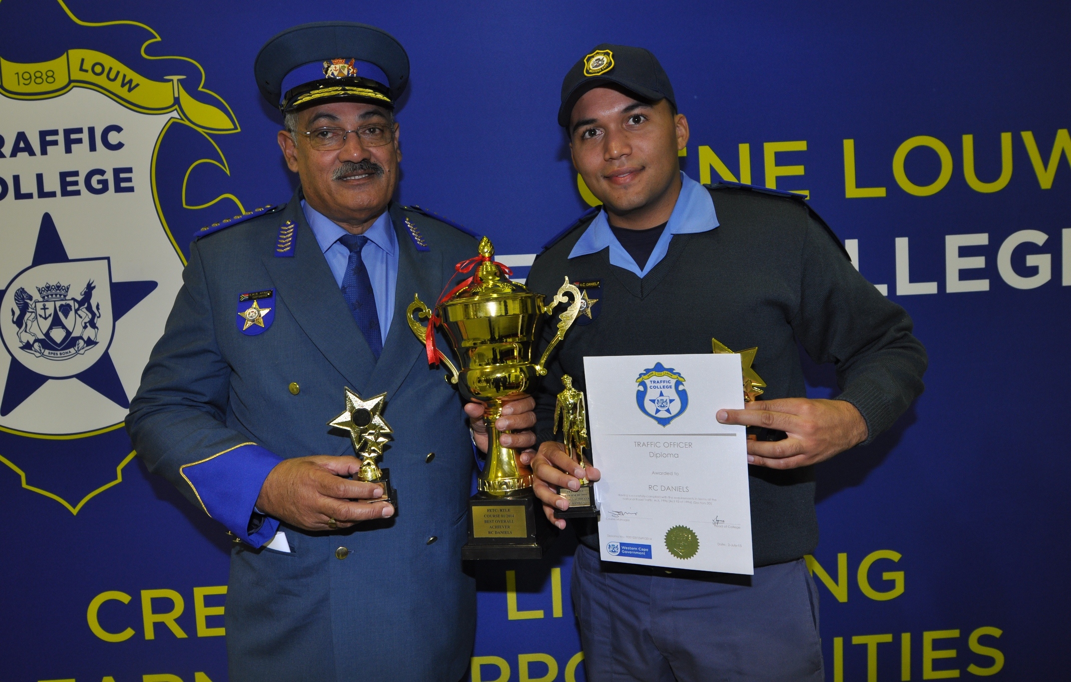 Traffic Chief Kenny Africa with Traffic Officer Roderique Daniels.