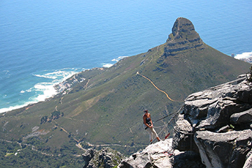 Woman abseiling